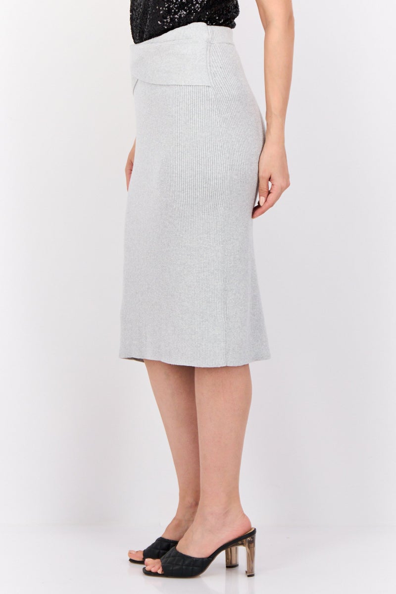 ESPRIT Women Metallic Midi Skirt, Grey - Image 4